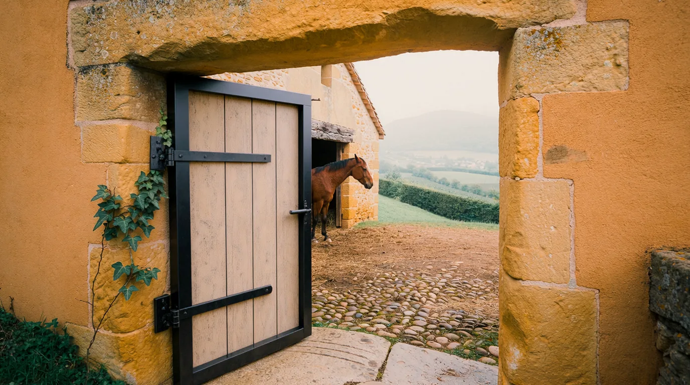 Entrée, Éco-Ferme de Corcelles, centre équestre à Foissiat